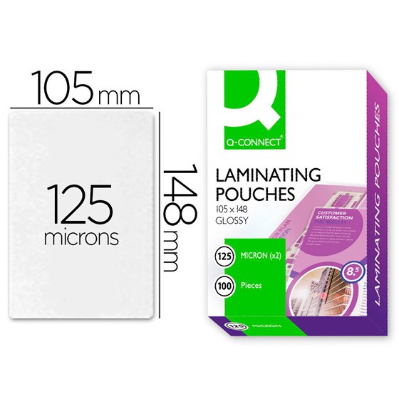 Bolsa De Plastificar Q-Connect 105 X 148 Mm Din A6 125 Mc Caja De 100 Unidades