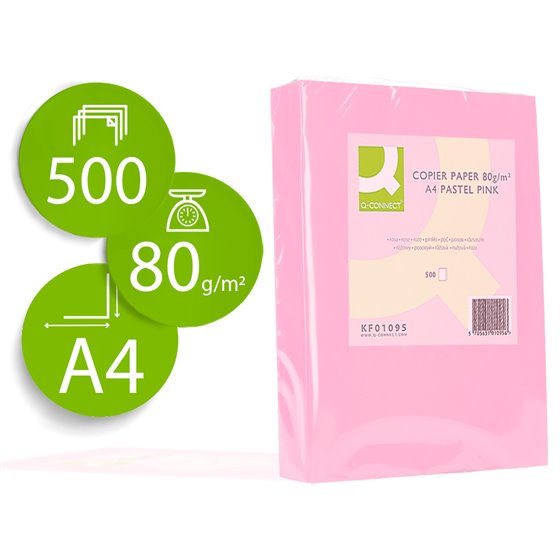 Papel Color Q-Connect Din A4 80 Gr Rosa Paquete De 500 Hojas