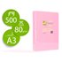 Papel Color Q-Connect Din A3 80 Gr Rosa Paquete De 500 Hojas