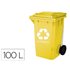 Papelera Contenedor Q-Connect Plastico Amarillo Para Plasticos Y Envases Metalicos 100L Con Tapa Y Ruedas 750X470X370 Mm