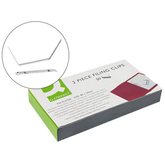 Encuadernador Fastener Q-Connect Plateado Caja De 50 Unidades