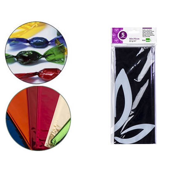 Papel Celofan Liderpapel 50X70 Cm 22G/M2 Bolsa De 5 Hojas Violeta