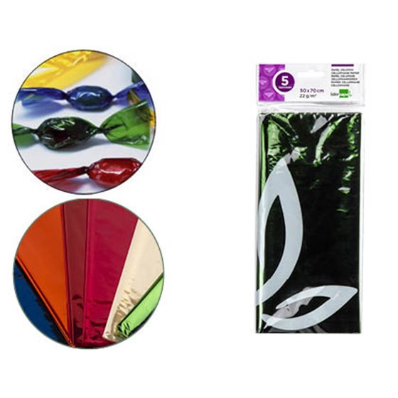 Papel Celofan Liderpapel 50X70 Cm 22G/M2 Bolsa De 5 Hojas Verde