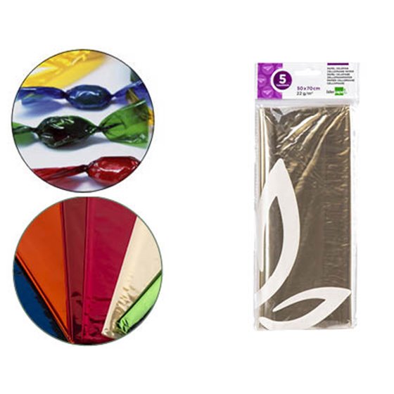 Papel Celofan Liderpapel 50X70 Cm 22G/M2 Bolsa De 5 Hojas Transparente