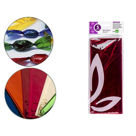 Papel Celofan Liderpapel 50X70 Cm 22G/M2 Bolsa De 5 Hojas Rosa