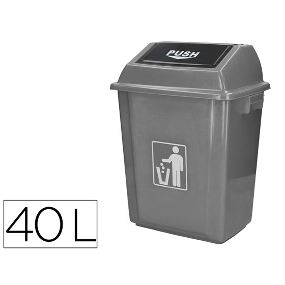 Papelera Contenedor Q-Connect Plastico Con Tapa De Balancin 40 Litros Gris 410X280X610 Mm