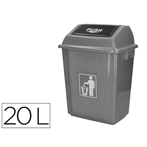 Papelera Contenedor Q-Connect Plastico Con Tapa De Balancin 20 Litros Gris 340X240X450 Mm
