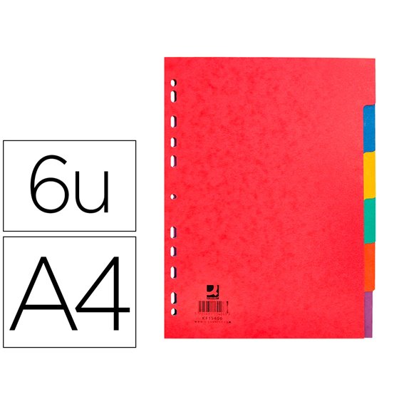 Separador Q-Connect Cartulina Brillo Juego De 6 Separadores Din A4 Multitaladro