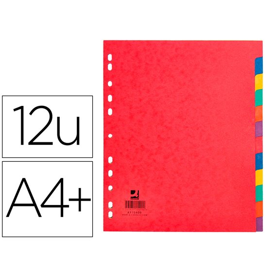 Separador Q-Connect Cartulina Brillo Juego De 12 Separadores Din A4+