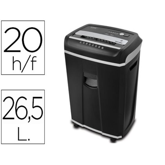 Destructora De Documentos Q-Connect Antiatascos Seguridad 4P Capacidad De Corte 20H Clips Grapas Tarjetas Y Cd 26L