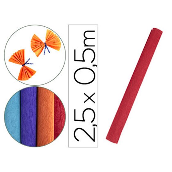 Papel Crespon Liderpapel Rollo De 50 Cm X 2,5 M 85G/M2 Rojo