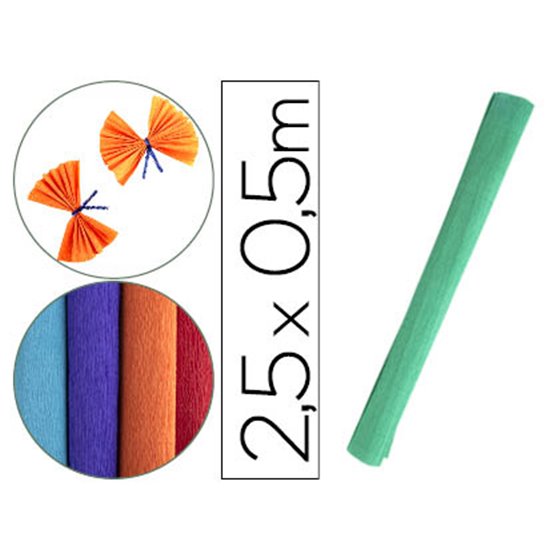 Papel Crespon Liderpapel Rollo De 50 Cm X 2,5 M 85G/M2 Verde