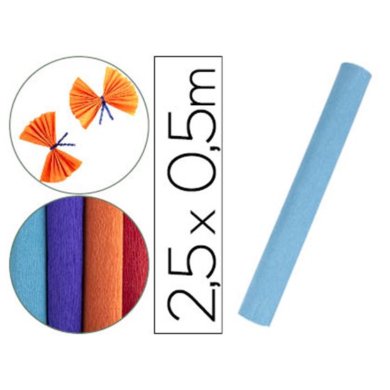 Papel Crespon Liderpapel Rollo De 50 Cm X 2,5 M 85G/M2 Celeste