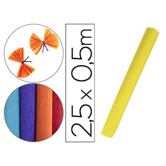 Papel Crespon Liderpapel Rollo De 50 Cm X 2,5 M 85G/M2 Amarillo