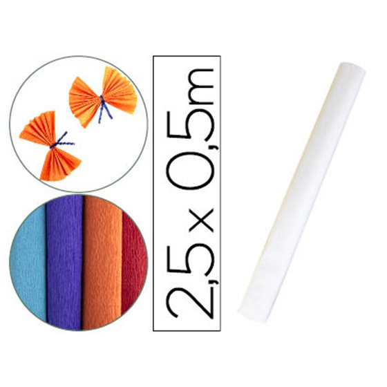 Papel Crespon Liderpapel Rollo De 50 Cm X 2,5 M 85G/M2 Blanco