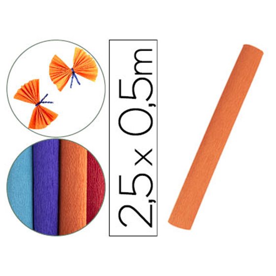Papel Crespon Liderpapel Rollo De 50 Cm X 2,5 M 85G/M2 Naranja