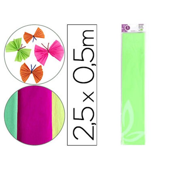 Papel Crespon Liderpapel 50 Cm X 2,5 M 34G/M2 Verde Fluorescente
