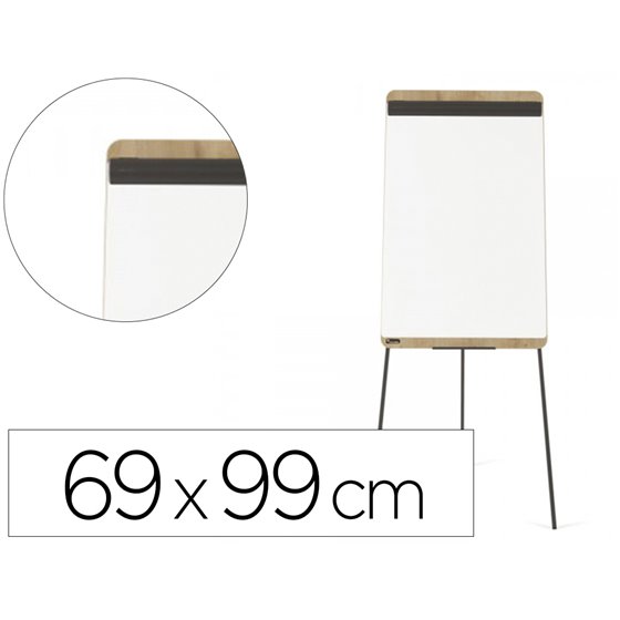 Pizarra Blanca Rocada Tripode Lacada Magnetica Brazo Extensible Tablero Color Roble 69X99 Cm Altura