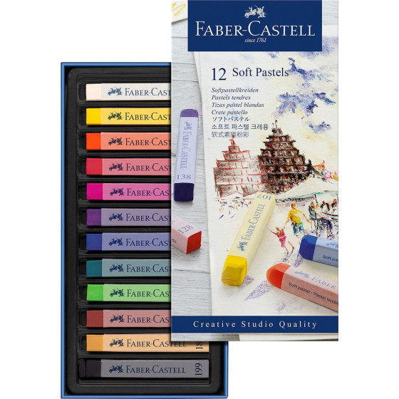 Tiza Pastel Faber Castell Estuche Carton De 12 Unidades Colores Surtidos