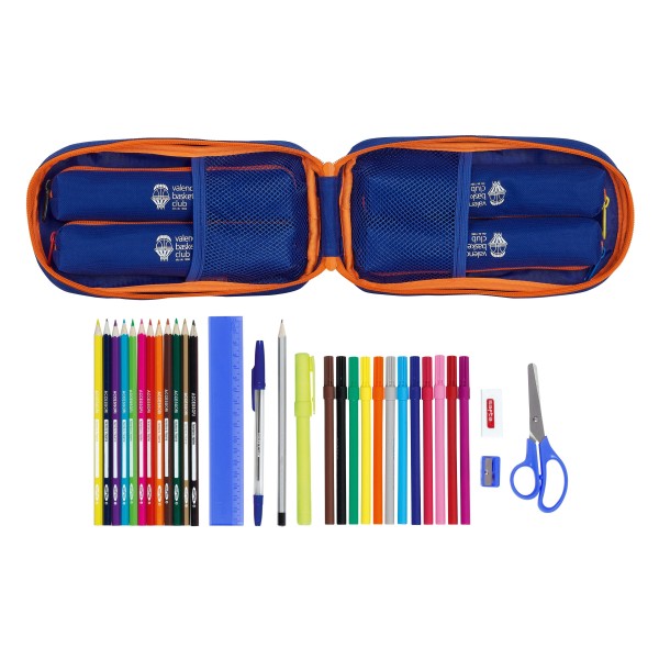 Estuche Escolar VALENCIA BASKET 33 Piezas 12 x 23 x 5 cm.