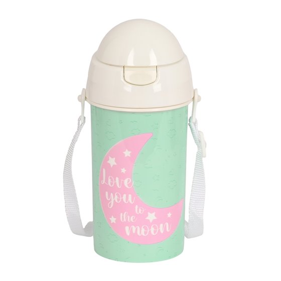 Botella 500Ml Apertura Automatica Con Pajita Blackfit8 "Moon" 7,3 x 19,5 x 7,3 cm.