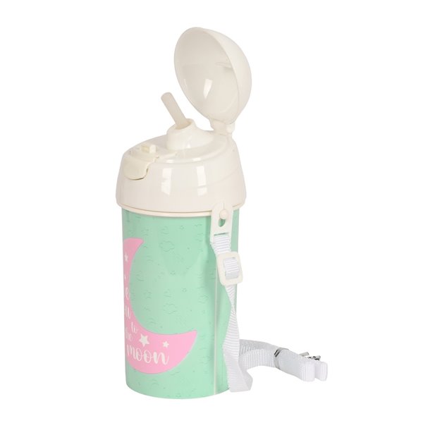 Botella 500Ml Apertura Automatica Con Pajita Blackfit8 "Moon" 7,3 x 19,5 x 7,3 cm.