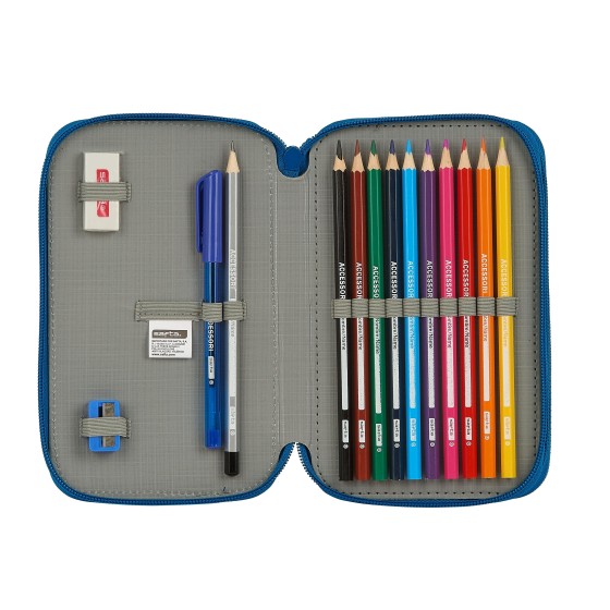 Estuche Escolar BLACKFIT8 Doble 28 Piezas 12,5 x 19,5 x 4 cm.