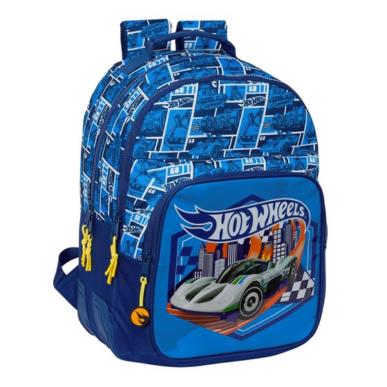Mochila Doble Adaptable A Carro Hot Wheels "Sonny" 32 x 42 x 15 cm.