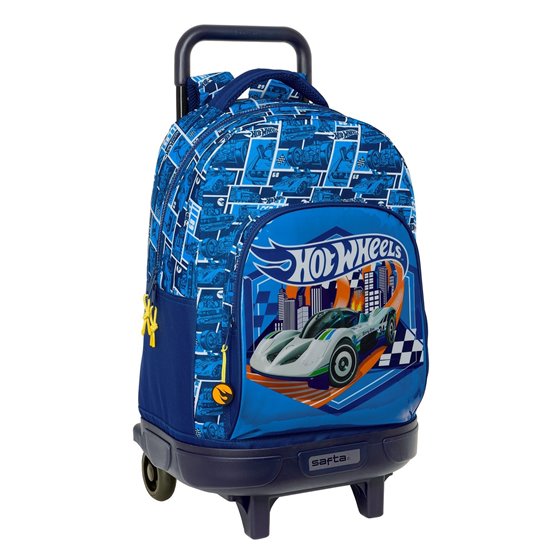 Mochila Con Ruedas Compact Extraible Hot Wheels "Sonny" 33 x 45 x 22 cm.