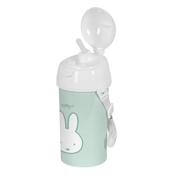 Botella 500Ml Apertura Automatica Con Pajita Miffy "Menta" 7,3 x 19,5 x 7,3 cm.