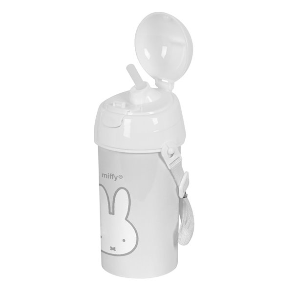 Botella 500Ml Apertura Automatica Con Pajita Miffy "Niebla" 7,3 x 19,5 x 7,3 cm.
