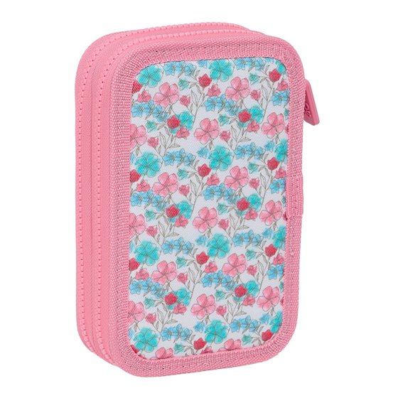 Plumier Doble Pequeño 28 Piezas Reciclado Moos "Flores" 12,5 x 19,5 x 4 cm.