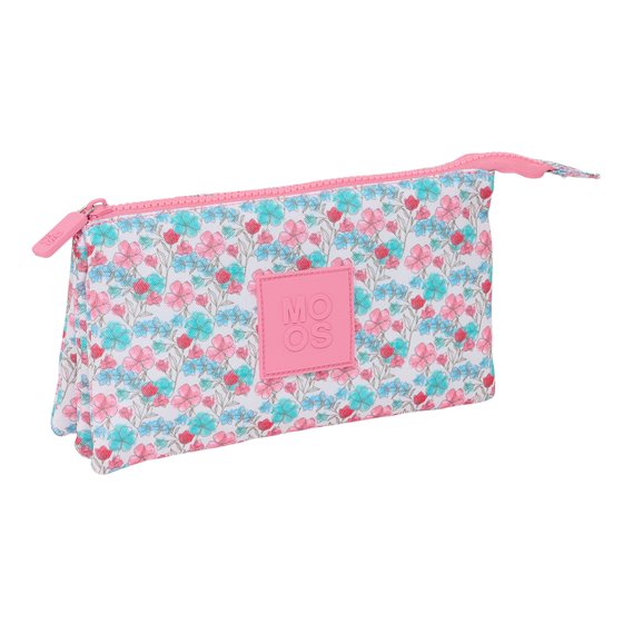 Portatodo Triple Reciclado Moos "Flores" 22 x 12 x 3 cm.