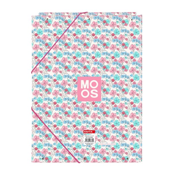Carpeta Folio 3 Solapas Moos "Flores" 26 x 33,5 x 2,5 cm.