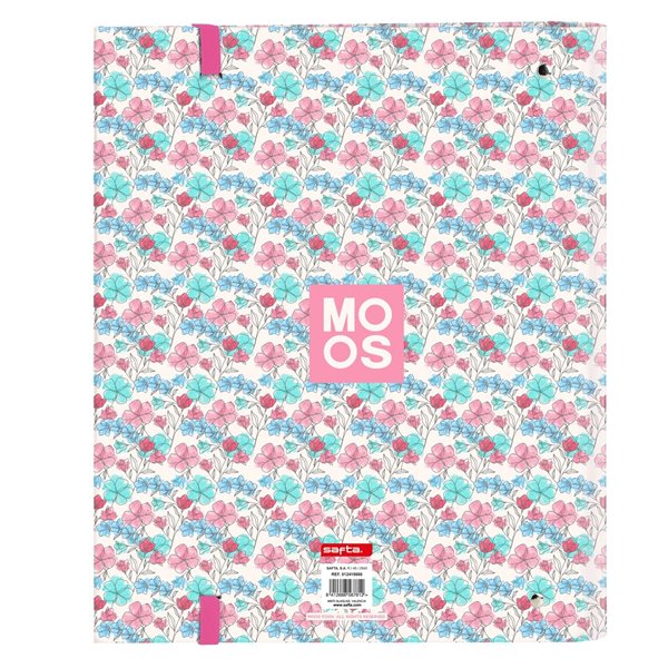 Carpeta 4 Anillas 35 Mm Con Recambio Moos "Flores" 27 x 32 x 3,5 cm.