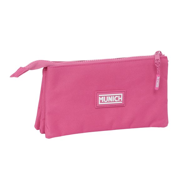 Portatodo Triple Munich Basicos "Fucsia" 22 x 12 x 3 cm.