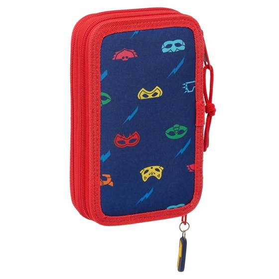 Plumier Doble Pequeño 28 Piezas Pjmasks "Ready" 12,5 x 19,5 x 4 cm.