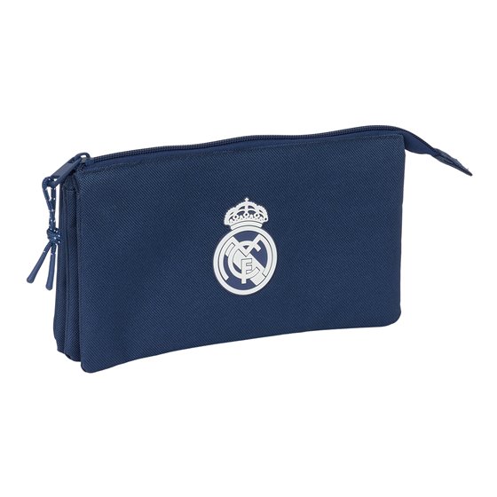 Portatodo Triple Real Madrid Chica Marino 22 x 12 x 3 cm.
