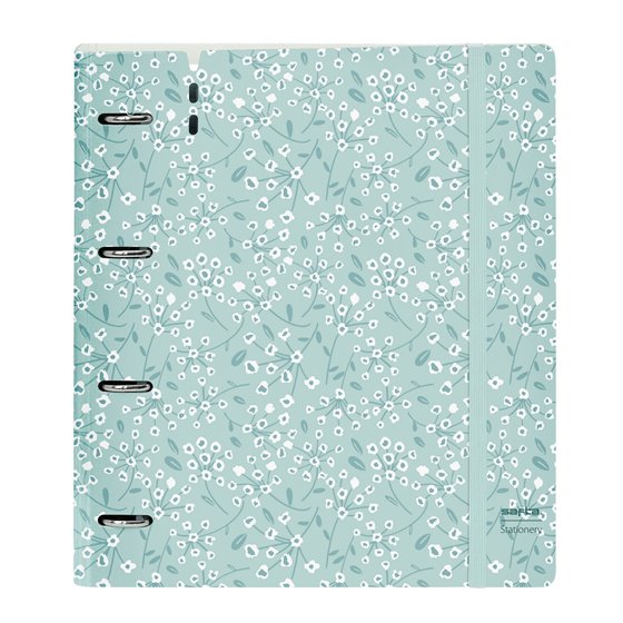 Carpeblock Pp Foam 4 Anillas 35 Mm Con Recambio Safta "Light Blue Flowers" 27 x 32 x 4 cm.