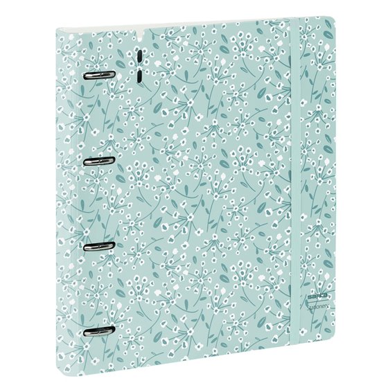 Carpeblock Pp Foam 4 Anillas 35 Mm Con Recambio Safta "Light Blue Flowers" 27 x 32 x 4 cm.