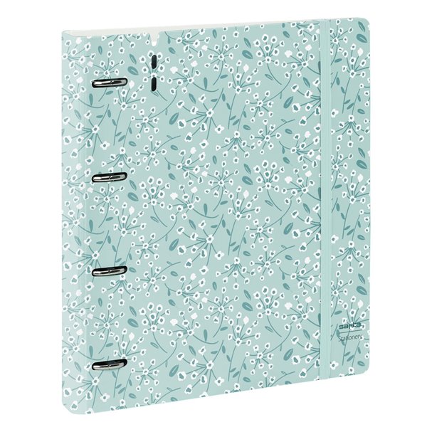 Carpeblock Pp Foam 4 Anillas 35 Mm Con Recambio Safta "Light Blue Flowers" 27 x 32 x 4 cm.