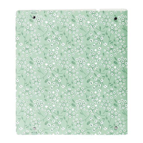 Carpeblock Pp Foam 4 Anillas 35 Mm Con Recambio Safta "Light Green Flowers" 27 x 32 x 4 cm.