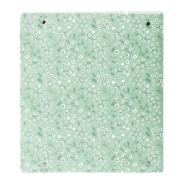 Carpeblock Pp Foam 4 Anillas 35 Mm Con Recambio Safta "Light Green Flowers" 27 x 32 x 4 cm.