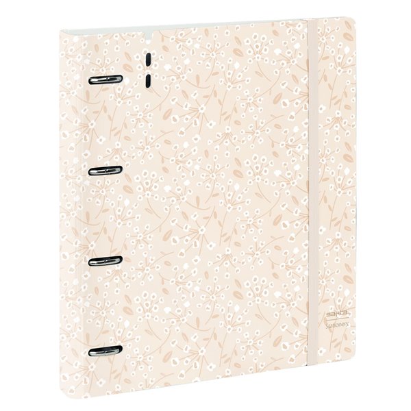 Carpeblock Pp Foam 4 Anillas 35 Mm Con Recambio Safta "Light Pink Flowers" 27 x 32 x 4 cm.