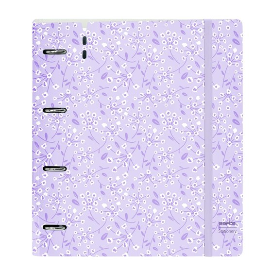 Carpeblock Pp Foam 4 Anillas 35 Mm Con Recambio Safta "Light Purple Flowers" 27 x 32 x 4 cm.