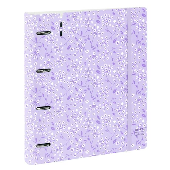 Carpeblock Pp Foam 4 Anillas 35 Mm Con Recambio Safta "Light Purple Flowers" 27 x 32 x 4 cm.