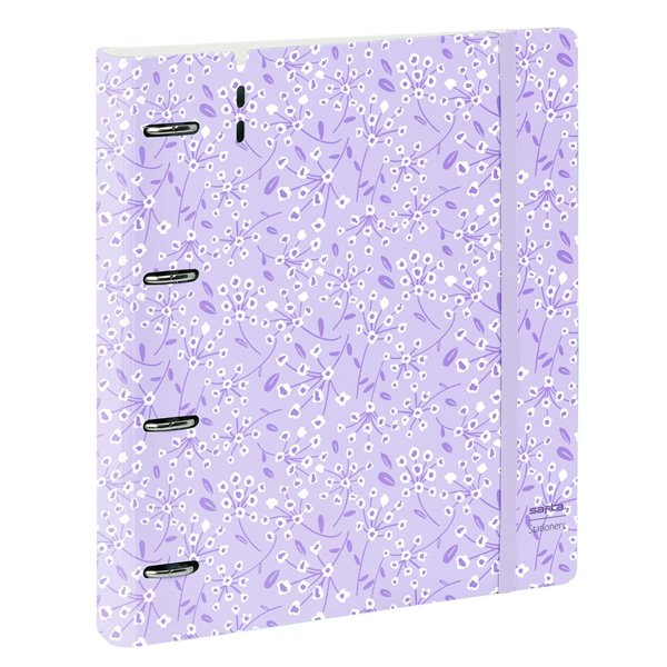 Carpeblock Pp Foam 4 Anillas 35 Mm Con Recambio Safta "Light Purple Flowers" 27 x 32 x 4 cm.