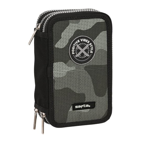 Plumier Triple 36 Piezas Safta "Stone" 12,5 x 19,5 x 5,5 cm.