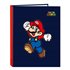 Carpeta Folio 4 Anillas Mixtas Super Mario "World" 26,5 x 33 x 4 cm.