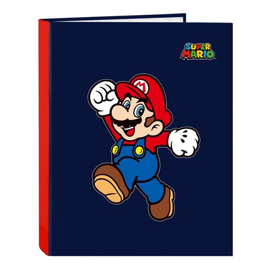 Carpeta Folio 4 Anillas Mixtas Super Mario "World" 26,5 x 33 x 4 cm.